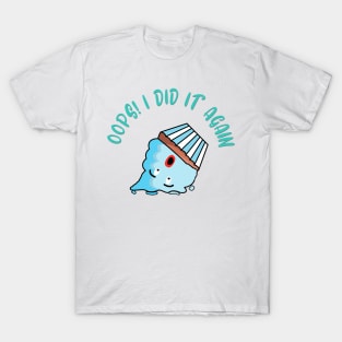 Oops Blue Cupcake Dropped Dessert Character T-Shirt